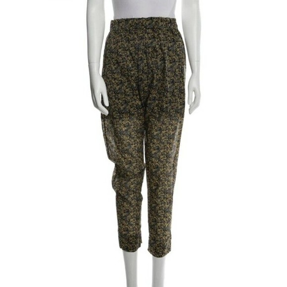 Masscob Womens Floral Print Tapered Crop Pants Elastic Waist FR34 US Sz 2 (B - Picture 1 of 6